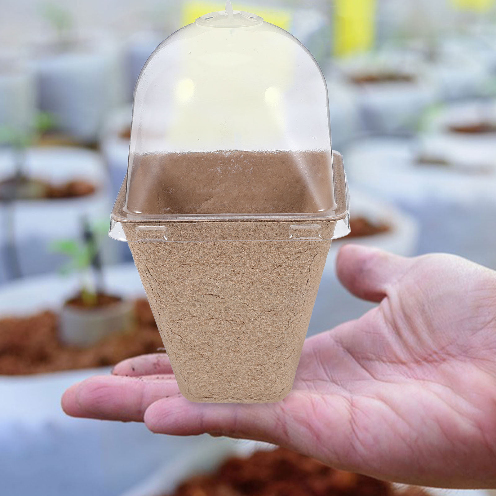 Humidity Dome Kit - 10Pcs Biodegradable Seedling Starter Pots Kit